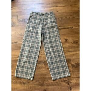 American Eagle Outfitters Plaid Wide Leg Pants - Gray and Black
